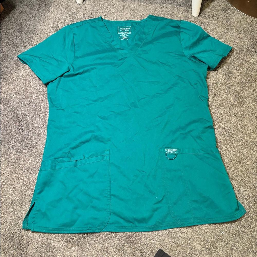 Cherokee Uni-Sex Jade Green Scrub Top - Revolution Edition